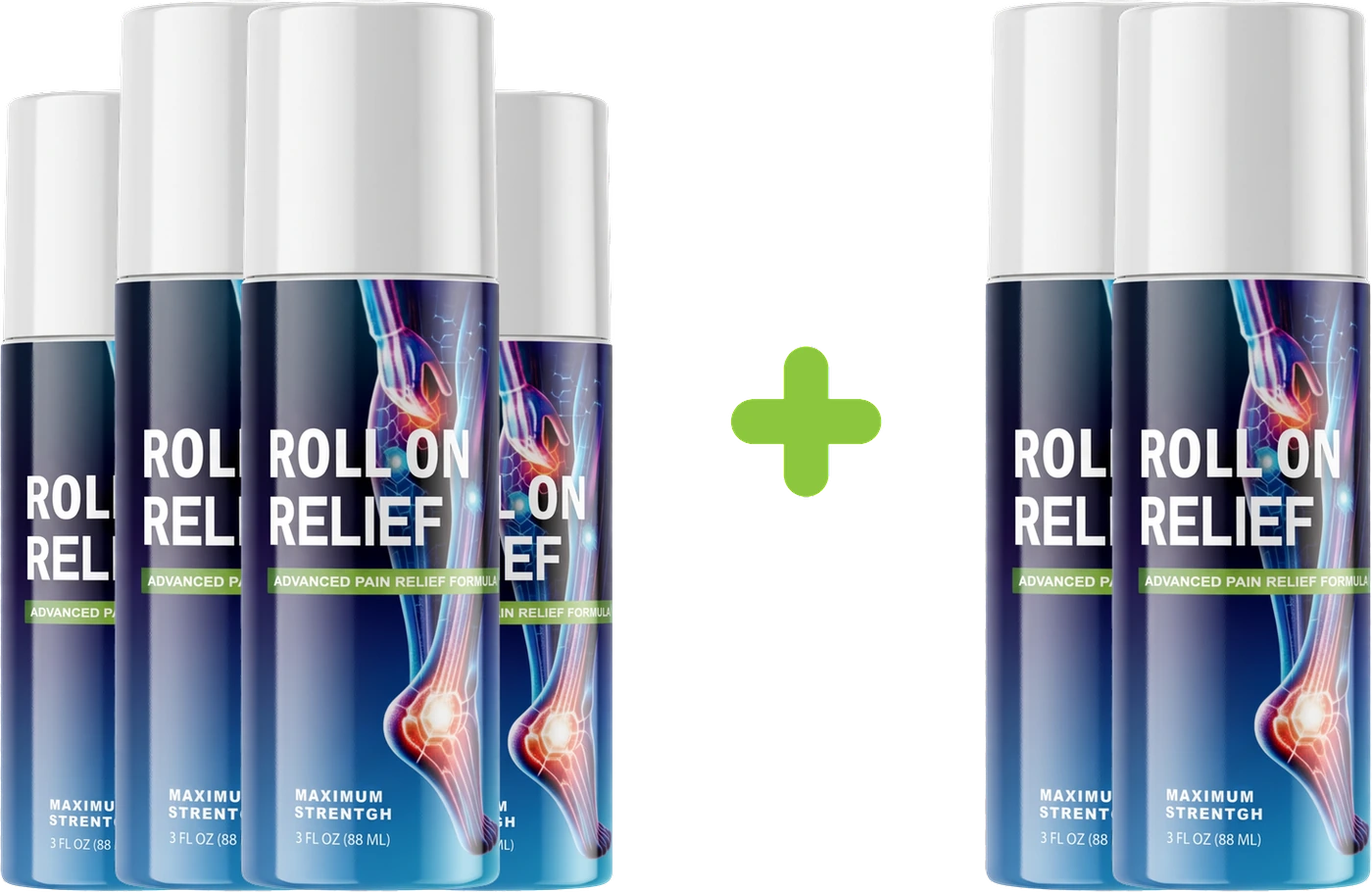 Four bottles of Roll On Relief plus two free